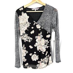 NEW Willow Drive animal print floral sheer grunge maximalist top retro blouse XS